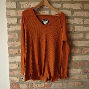 Maeve by Anthropologie Rust Pullover w/ Raw Edges